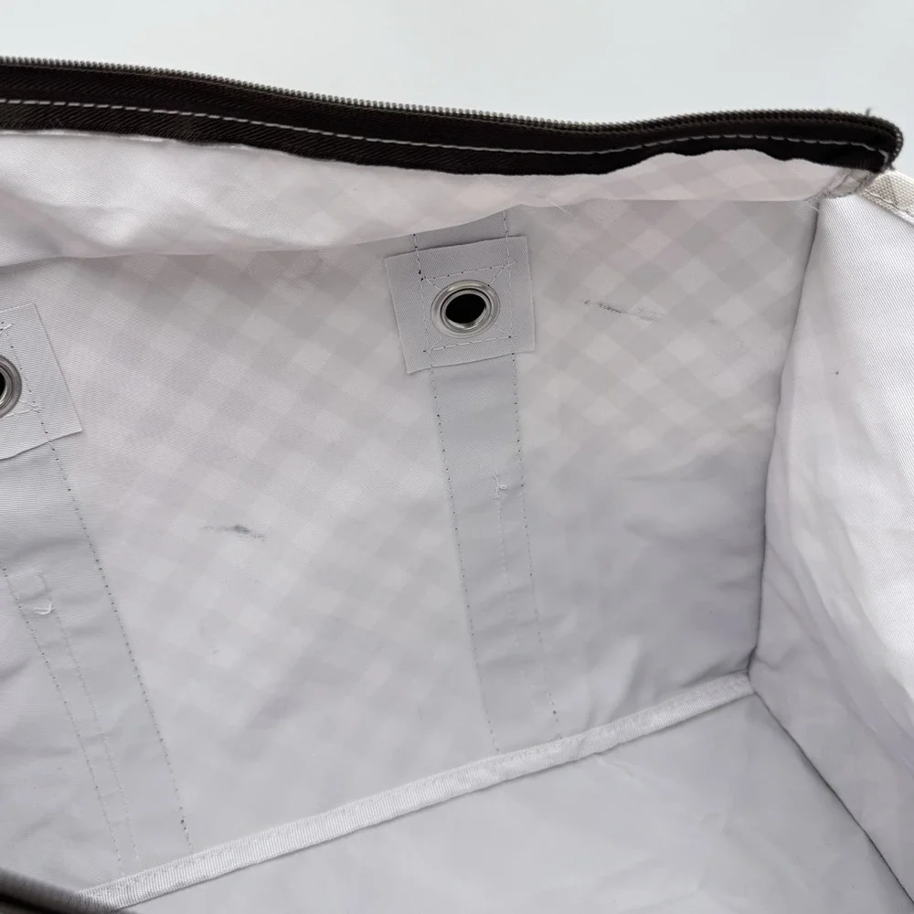 Thirty One 31 Zip Top Organizing Tote 7 Pocket Medium Taupe Brown Gingham Bag